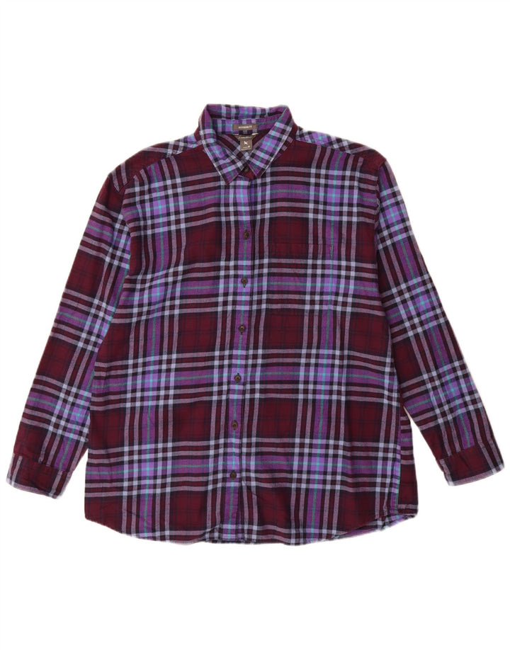 EDDIE BAUER Cămașă de flanel pentru femei Boyfriend Fit UK 14 Medium Burgundy Check