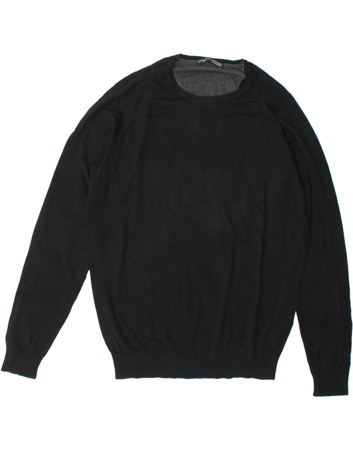 ZARA Mens Crew Neck Jumper Sweater XL Black Cotton Vintage Zara and Second-Hand Zara from Messina Hembry 