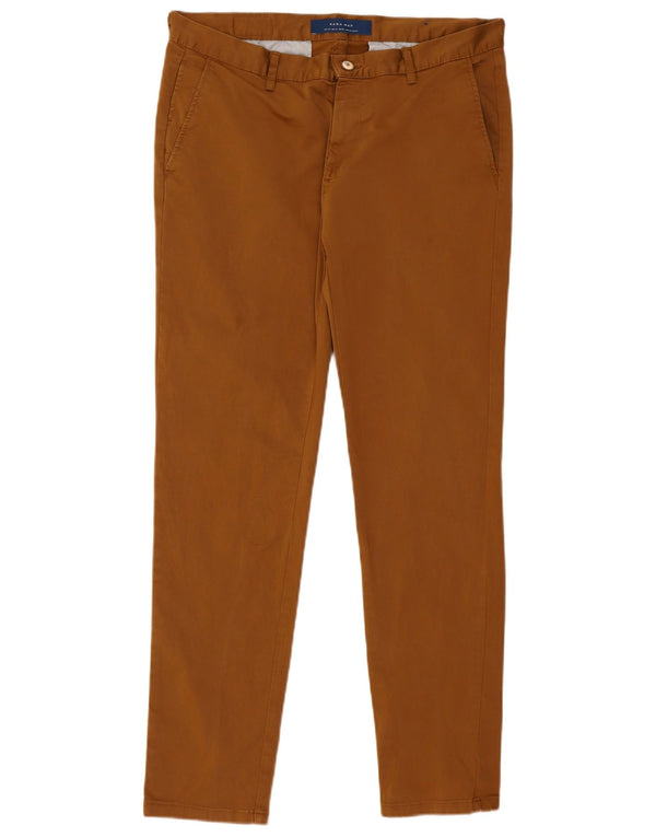 Pantaloni chino slim pentru bărbați Zara EU 44 Large W34 L30 Maro