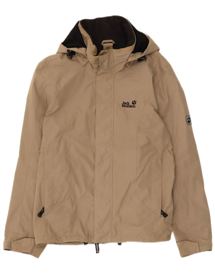 Jack Wolfskin Jachetă de ploaie cu glugă pentru bărbați UK 36/38 Poliester mediu bej