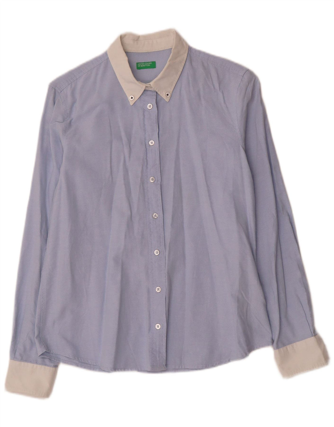 Cămașă Benetton pentru femei UK 10 Small Blue Colorblock Bumbac