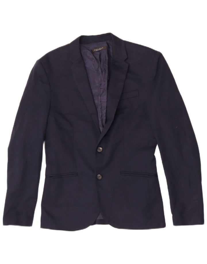 Jachetă blazer pentru bărbați Zara, cu 2 nasturi, UK 38 Mediu, bleumarin, poliester