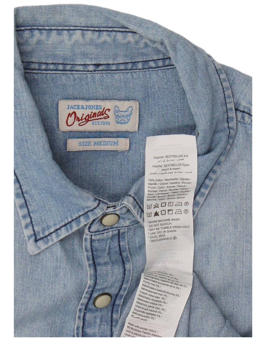 Cămașă Jack & Jones pentru bărbați din denim, bumbac albastru mediu