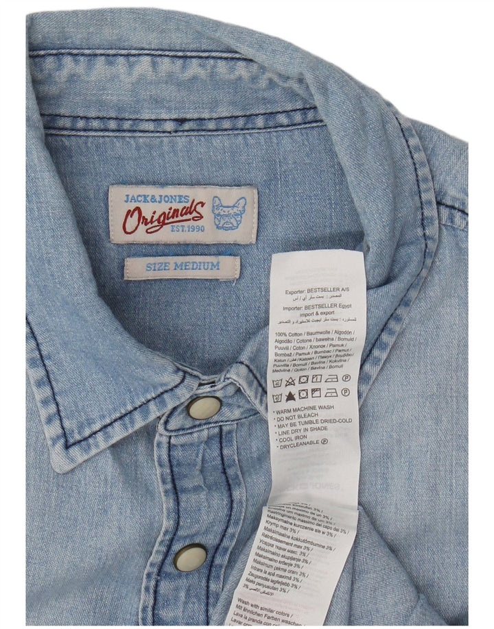 Cămașă Jack & Jones pentru bărbați din denim, bumbac albastru mediu