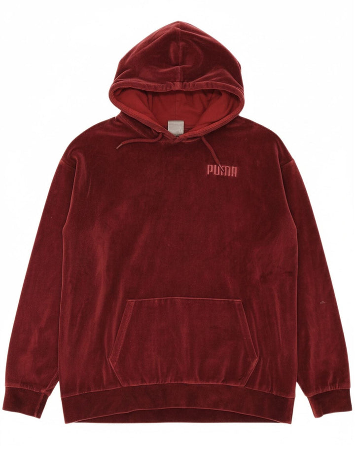 PUMA Womens Oversized Hoodie Jumper UK 12 Medium Maroon