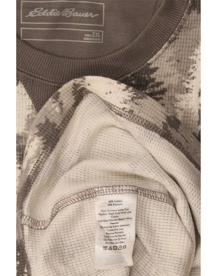 EDDIE BAUER Top cu mânecă lungă pentru bărbați cu model abstract, bumbac gri 2XL