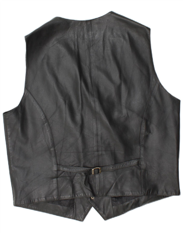 Vestă din piele vintage pentru bărbați 2XL din piele neagră