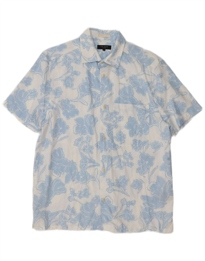 Cămașă cu mânecă scurtă pentru bărbați Ted Baker Mărimea 3, albastru mediu, Floral Lyocell