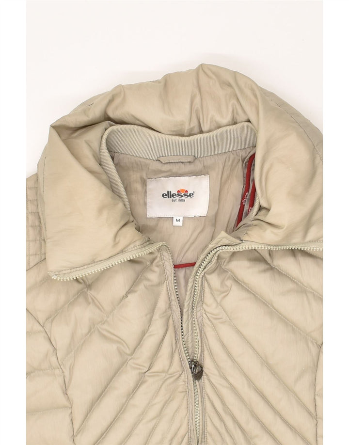 ELLESSE Womens Padded Jacket UK 14 Medium Beige Nylon | Vintage Ellesse | Thrift | Second-Hand Ellesse | Used Clothing | Messina Hembry 