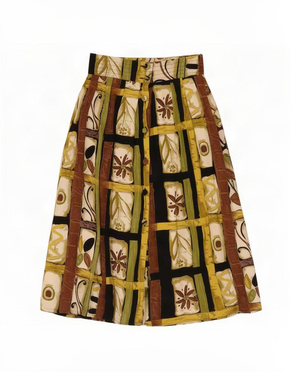 Fusta evazată pentru femei Vintage XL W32 Viscoză florală multicoloră