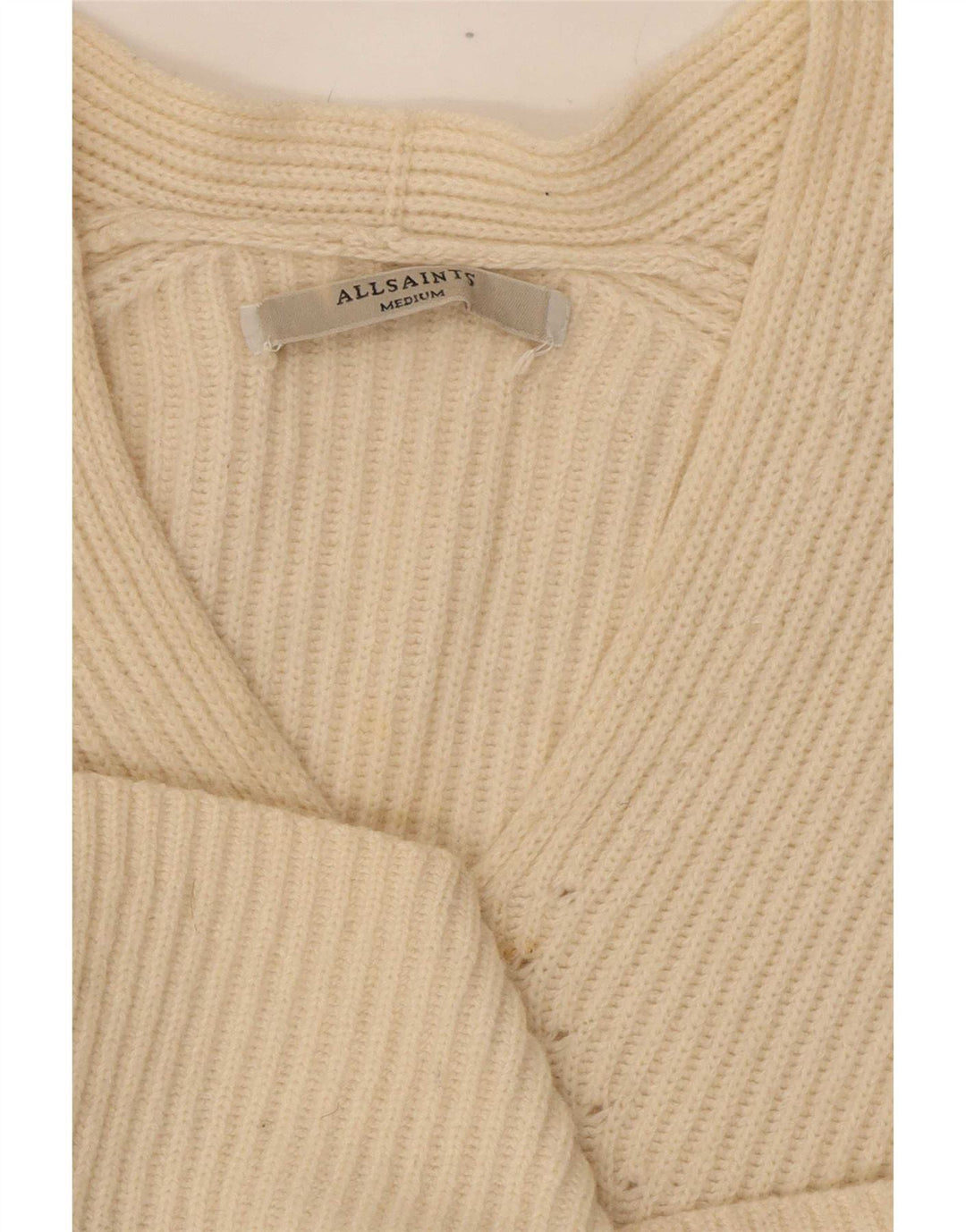Pulover oversized cu decolteu în V pentru femei All Saints UK 14 Medium Off White