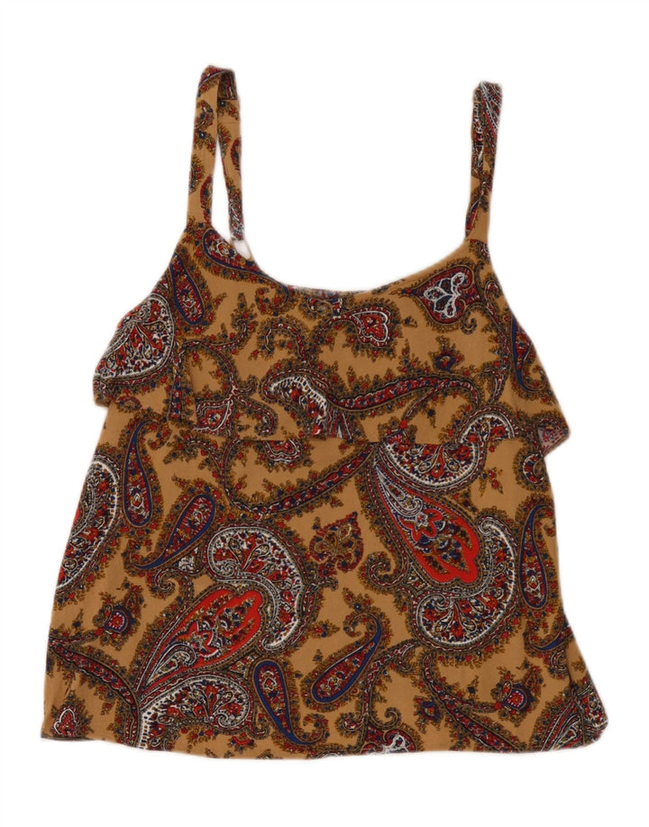 Fat Face pentru femei Crop Cami Top UK 12 Medium Brown Paisley Viscose
