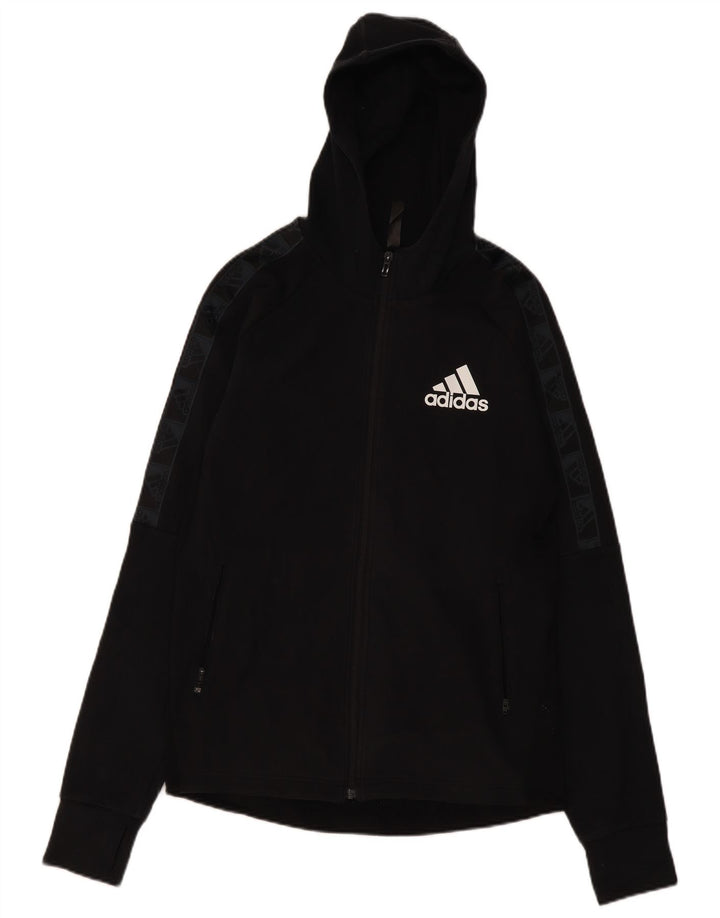 Pulover Adidas pentru bărbați Graphic Zip, bumbac mediu negru