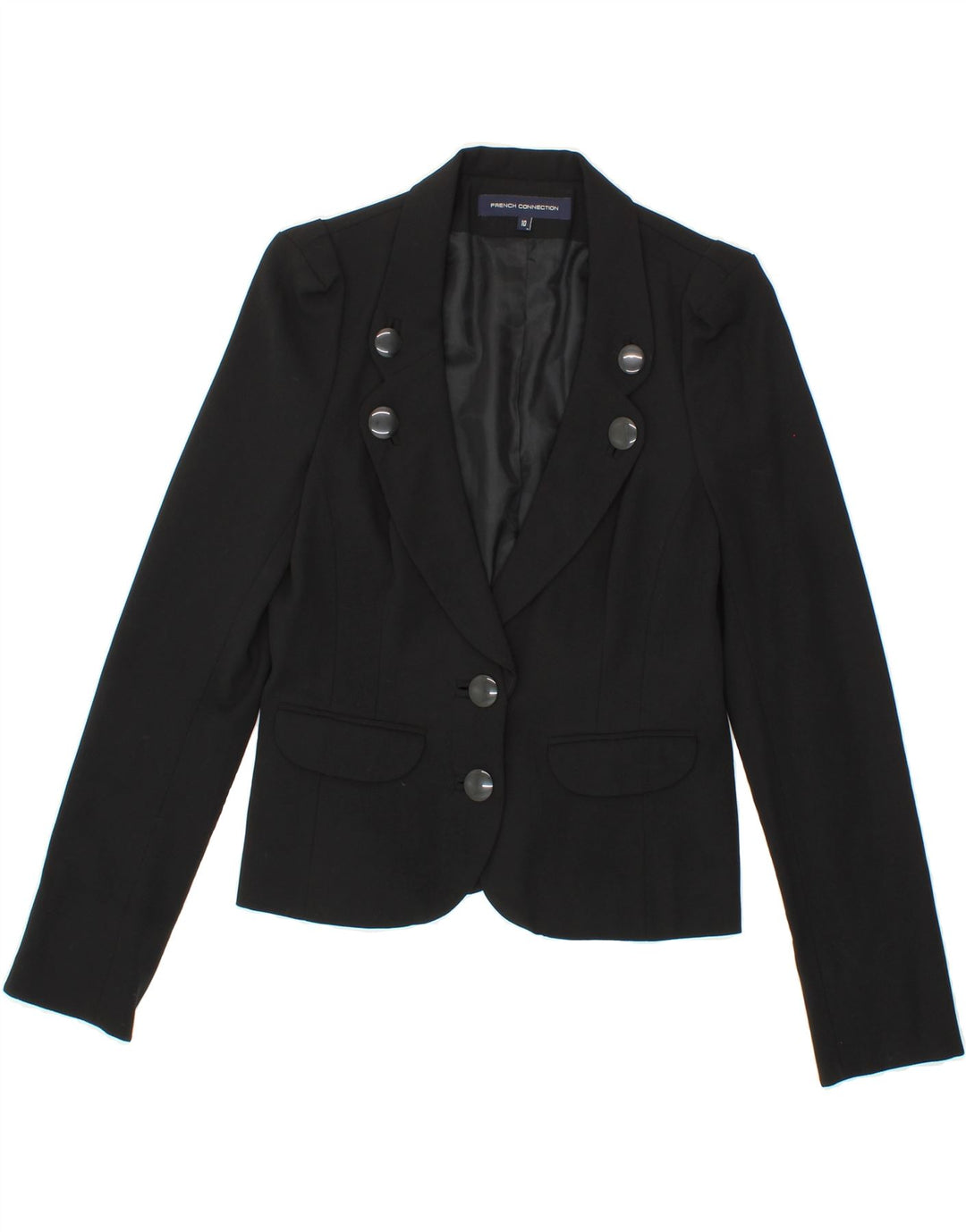 FRENCH CONNECTION Womens 2 Button Blazer Jacket UK 10 Small Black Vintage French Connection and Second-Hand French Connection from Messina Hembry 