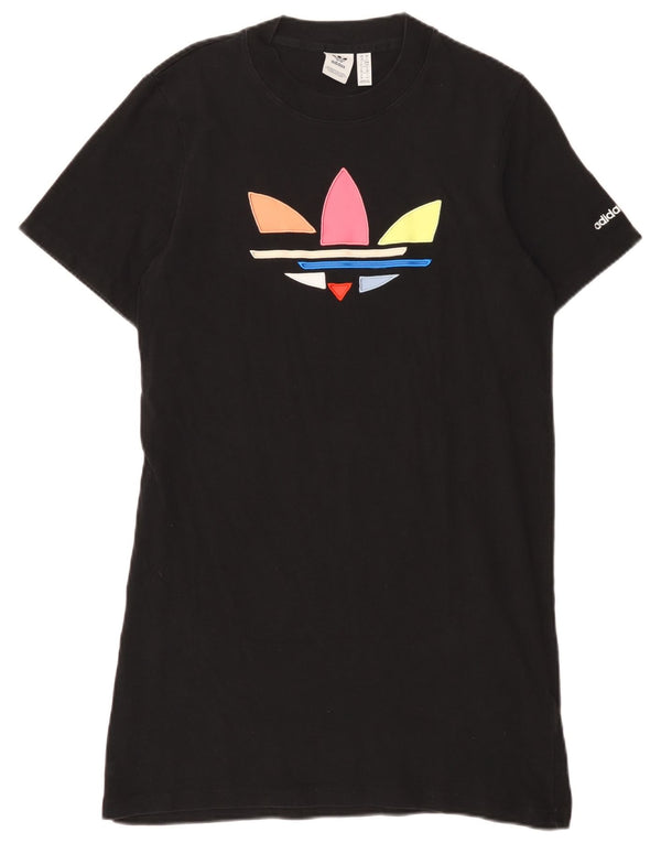 Adidas Womens Graphic T-Shirt Dress UK 10 Small Black Cotton