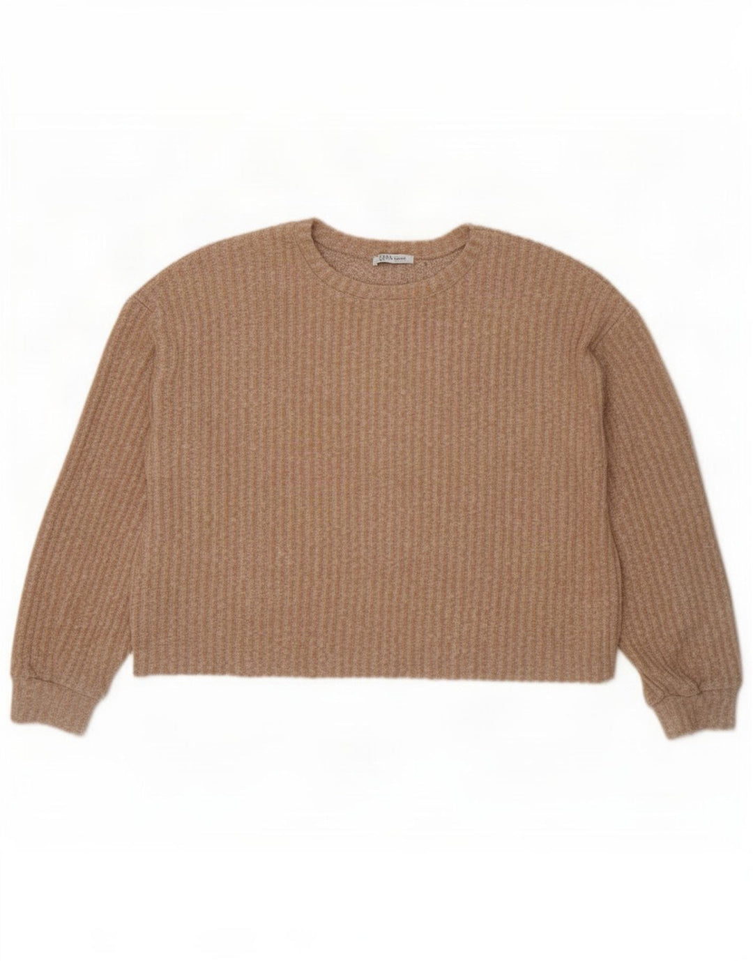 Pulover de damă Zara Crop oversize cu decolteu triplu UK 14 Bej mediu