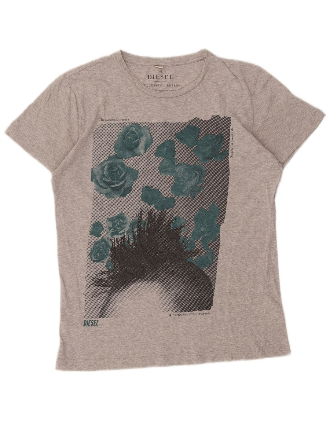 Tricou grafic pentru bărbați Diesel Top Medium Gri din bumbac cu pete