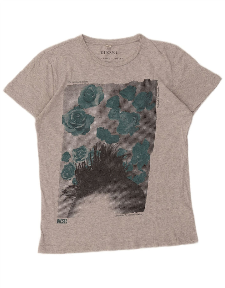 Tricou grafic pentru bărbați Diesel Top Medium Gri din bumbac cu pete