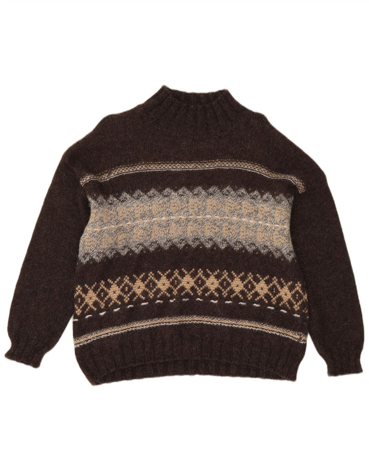 Pulover cu gât țestoasă pentru femei Sisley UK 14 Maro Mediu Fair Isle