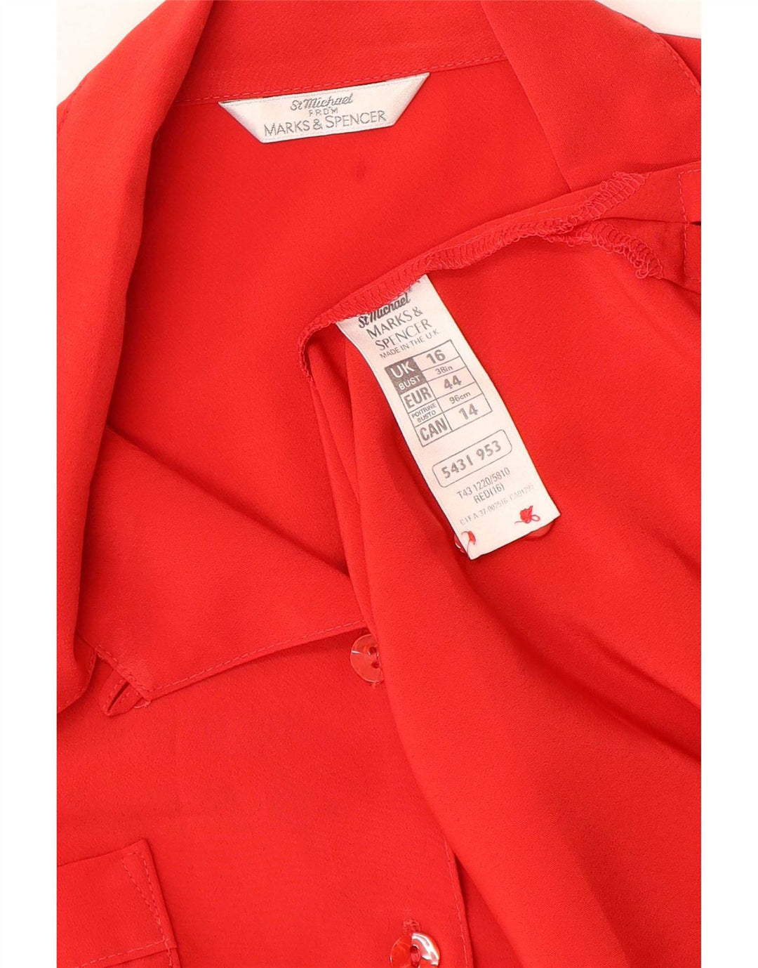 Bluză cămașă St. Michael pentru femei Marks & Spencer UK 16 Poliester roșu mare