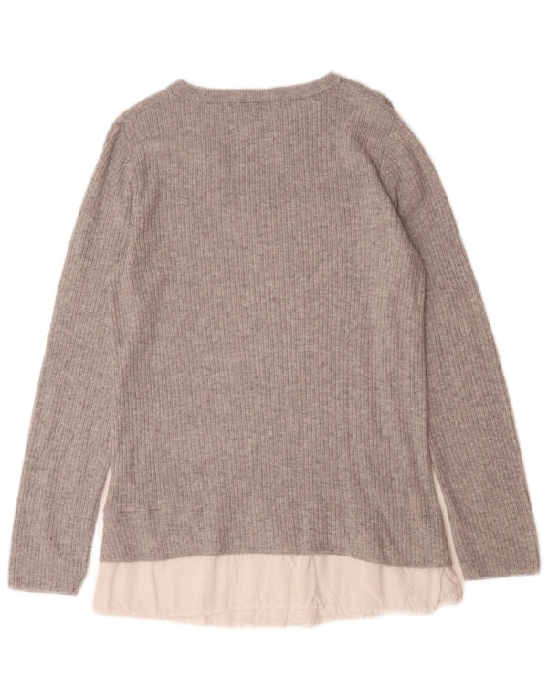 Pulover Topshop pentru damă, înalt, cu gât de barcă, UK 10, mic, gri, bloc de culoare