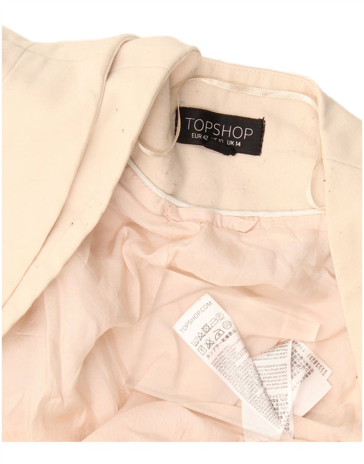 Jachetă Topshop pentru femei Crop Open Blazer UK 14 mare, bej, poliester