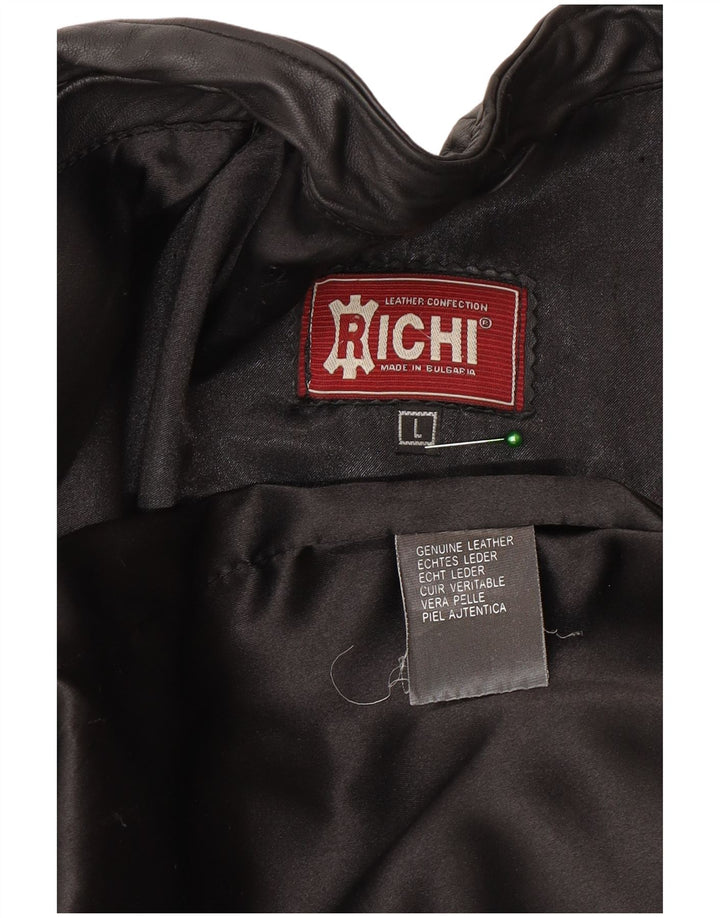 Jachetă de piele vintage pentru bărbați UK 40, mare, neagră