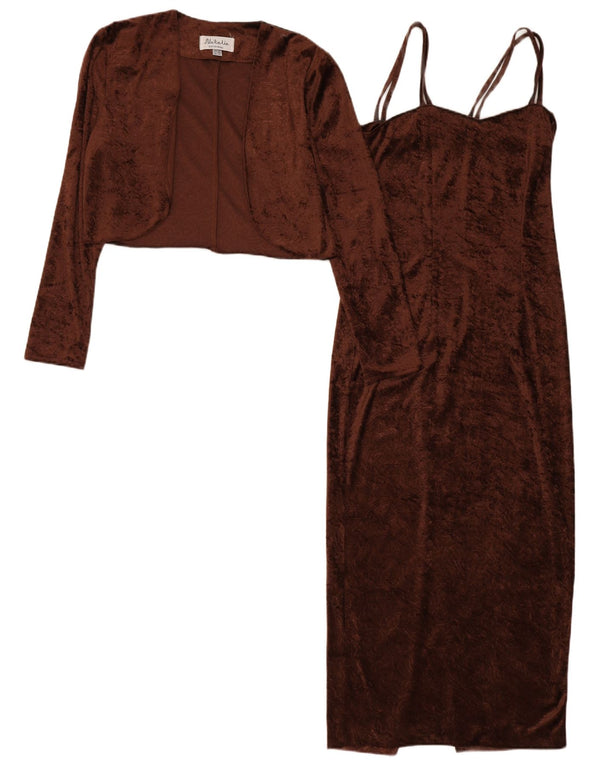 Set 2 piese Vintage pentru femei din catifea UK 12 Medium Brown Paisley