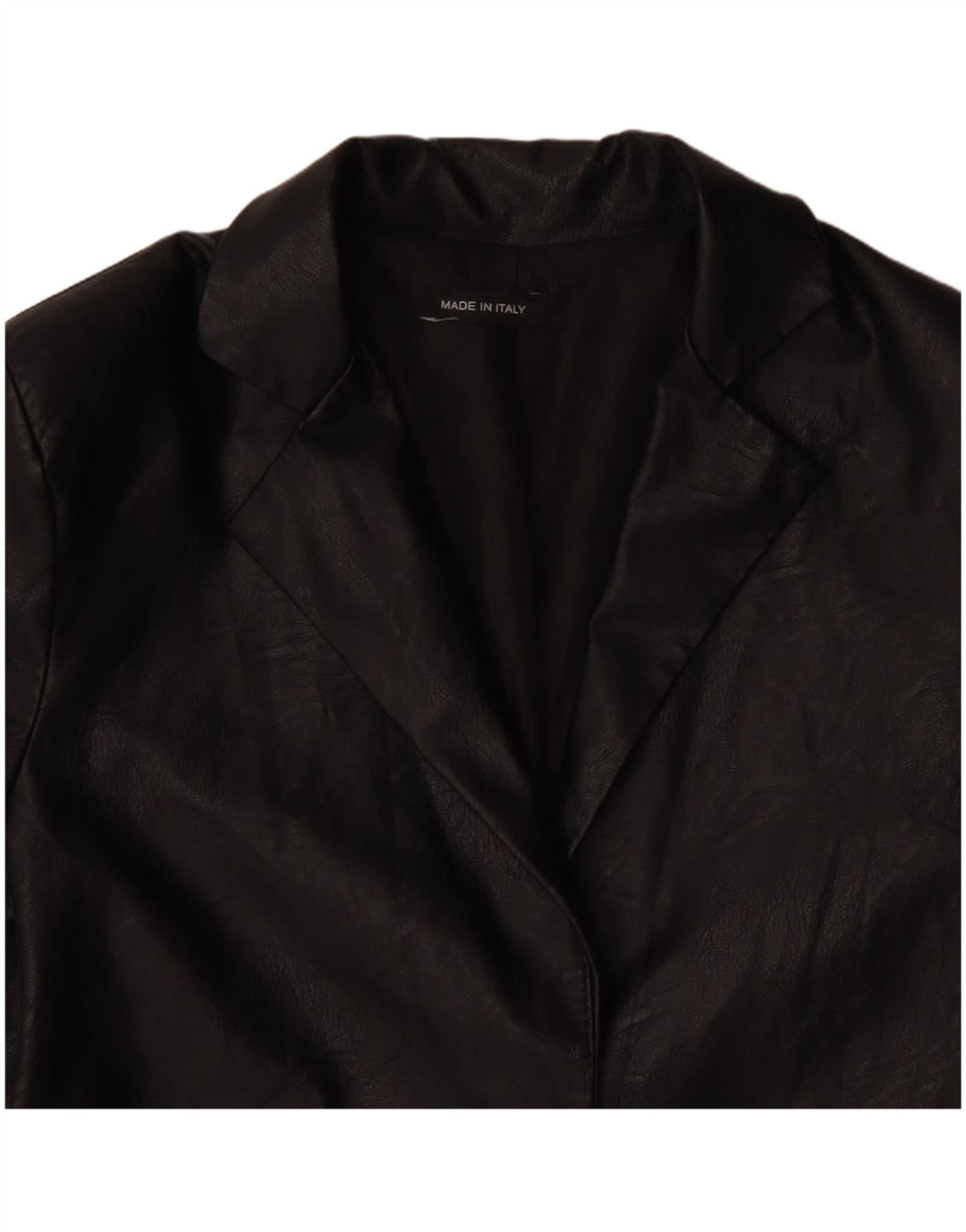 VINTAGE Jachetă Blazer din piele artificială cu 1 nasture pentru femei UK 12 Medium Black