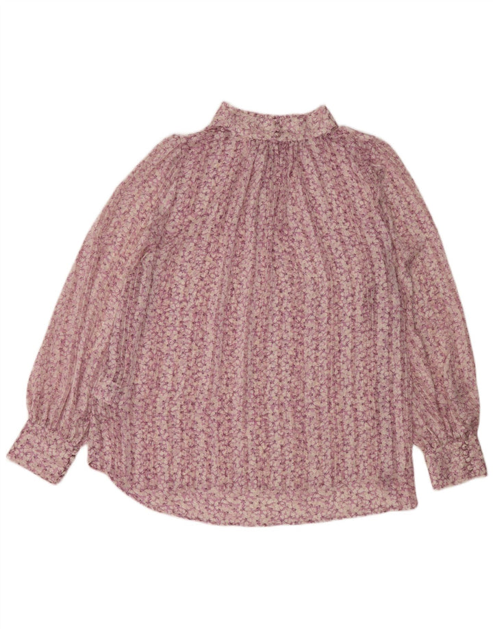 Bluză cu mânecă lungă pentru femei H&M, UK 16, mare, roz, poliester floral