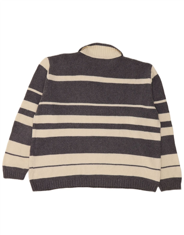 Pulover Levi's pentru bărbați cu gât polo, bumbac cu dungi mari, gri