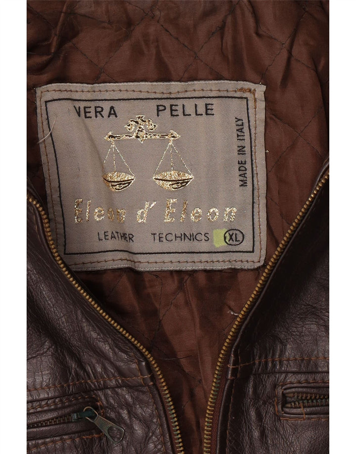 Jachetă de piele pentru bărbați VINTAGE UK 42 XL din piele maro