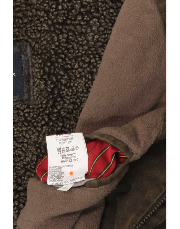 Marks & Spencer pentru bărbați Blue Harbour Sherpa Bomber Jacket UK 38 Maro Mediu