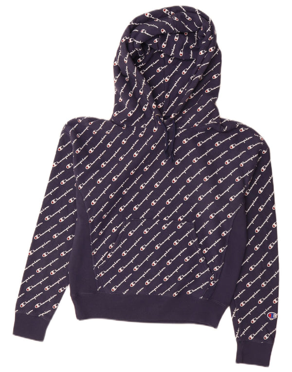 Pulover pentru femei Champion Reverse Weave Graphic Hoodie UK 10 Mic Bleumarin