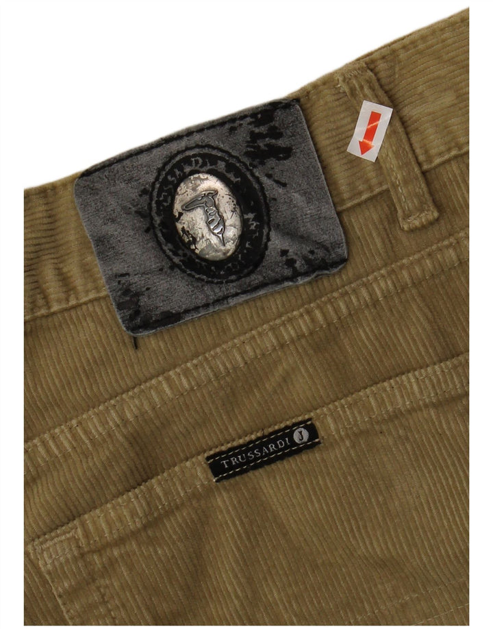 TRUSSARDI Pantaloni drepti bărbați din velur IT 54 2XL W40 L32 Kaki Bumbac