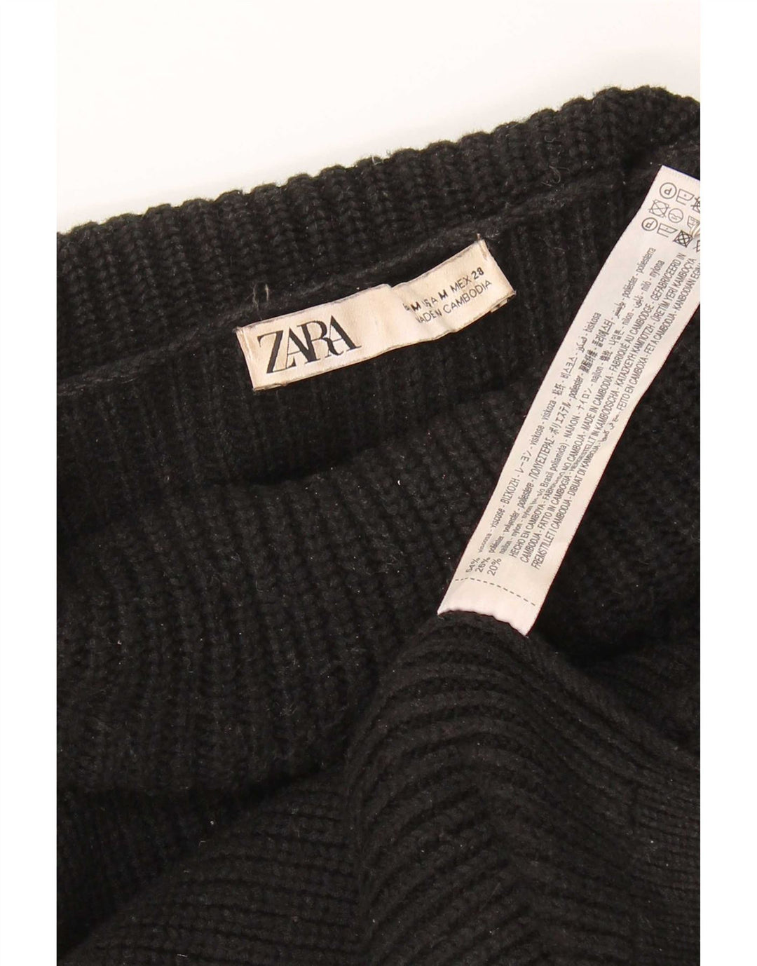 Pulover cu gât rulat Zara pentru femei UK 14 Medium Black Viscose