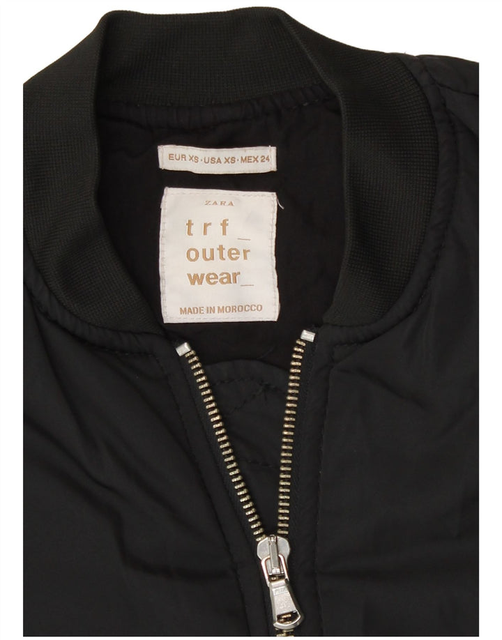 Jachetă Bomber pentru femei Zara, cu tăiere largă, UK 4 XS, poliester negru, modern