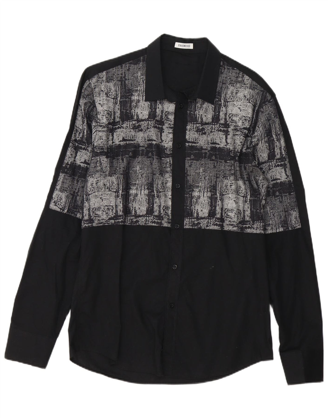 Cămașă pentru bărbați Bikkembergs cu model abstract, bumbac mare, negru
