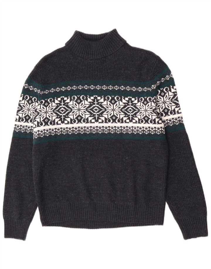 Pulover pentru bărbați Canda cu gât rulat, mediu bleumarin, acrilic Fair Isle