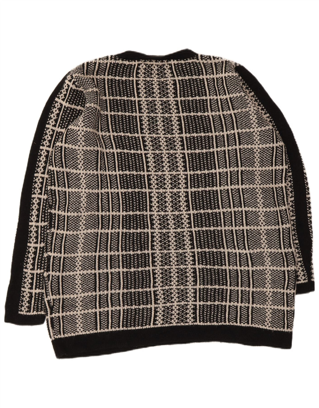 MARKS & SPENCER Pulover cu decolteu rotund pentru femei UK 16 Large Black Check