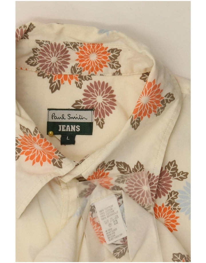 Cămașă pentru bărbați Paul Smith, mare din bumbac floral alb