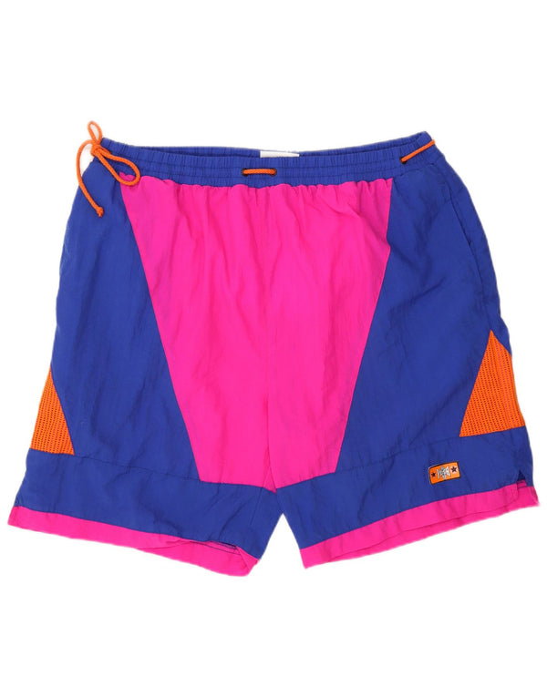 Pantaloni scurți de înot vintage pentru bărbați XL, albastru, nailon color bloc