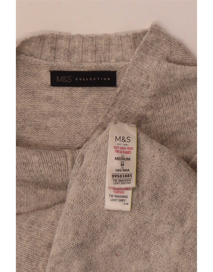 Pulover pentru femei Marks & Spencer cu decolteu rotund UK 14 Medium Gri Acrilic