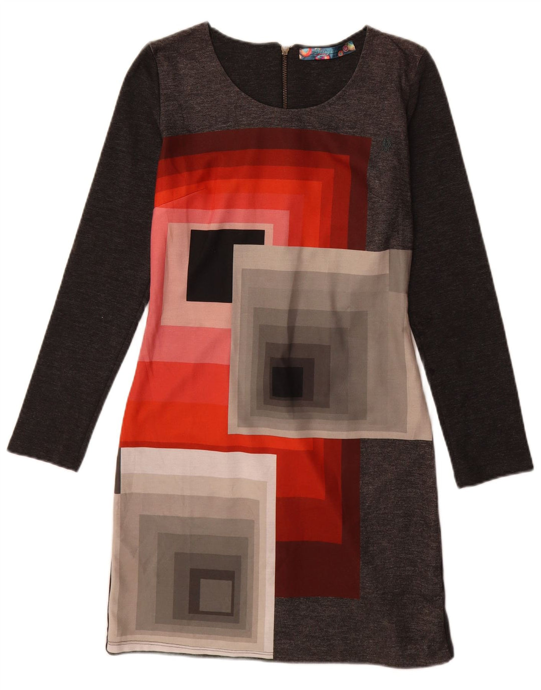 Rochie teacă cu mânecă lungă pentru femei Desigual UK 12 Medium Gri Geometric