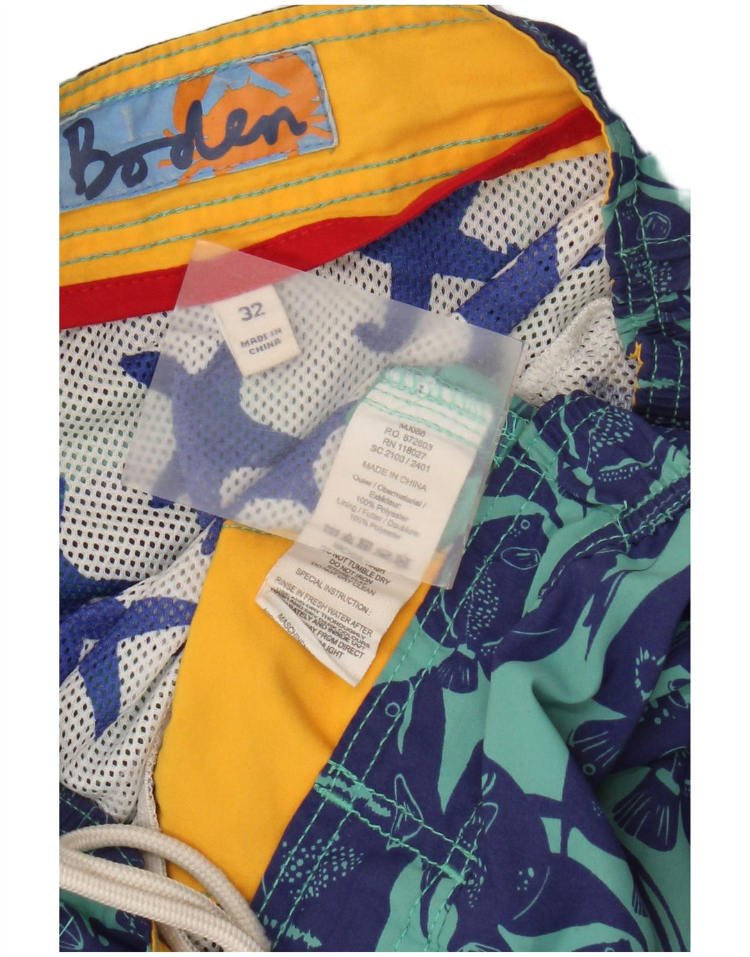 Pantaloni scurți de înot Boden pentru bărbați, cu model abstract, poliester albastru mediu