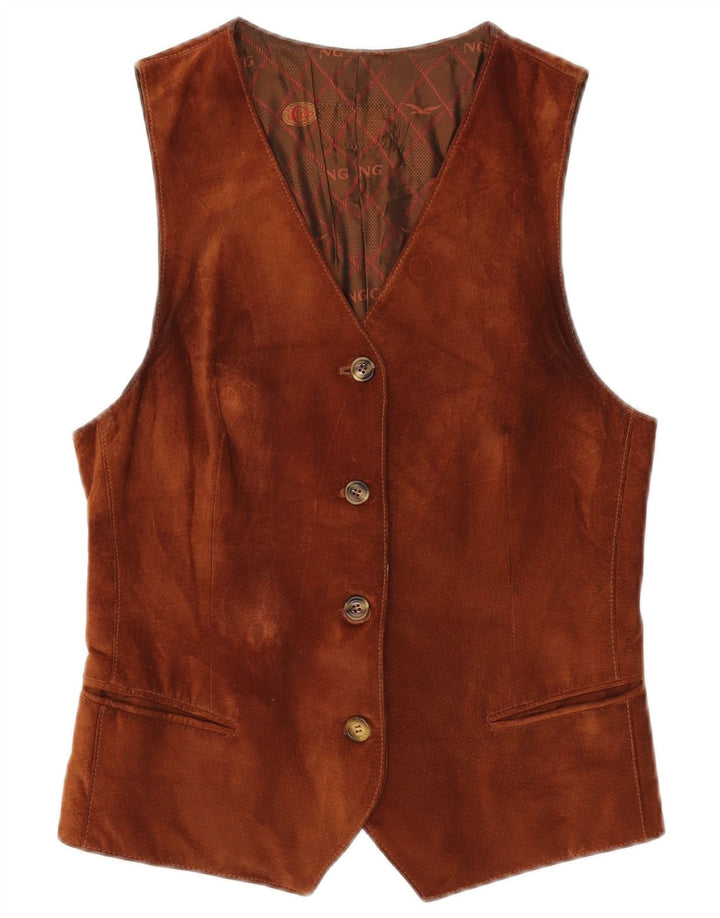 Vestă vintage de piele intoarsa pentru femei IT 42 Maro Mediu