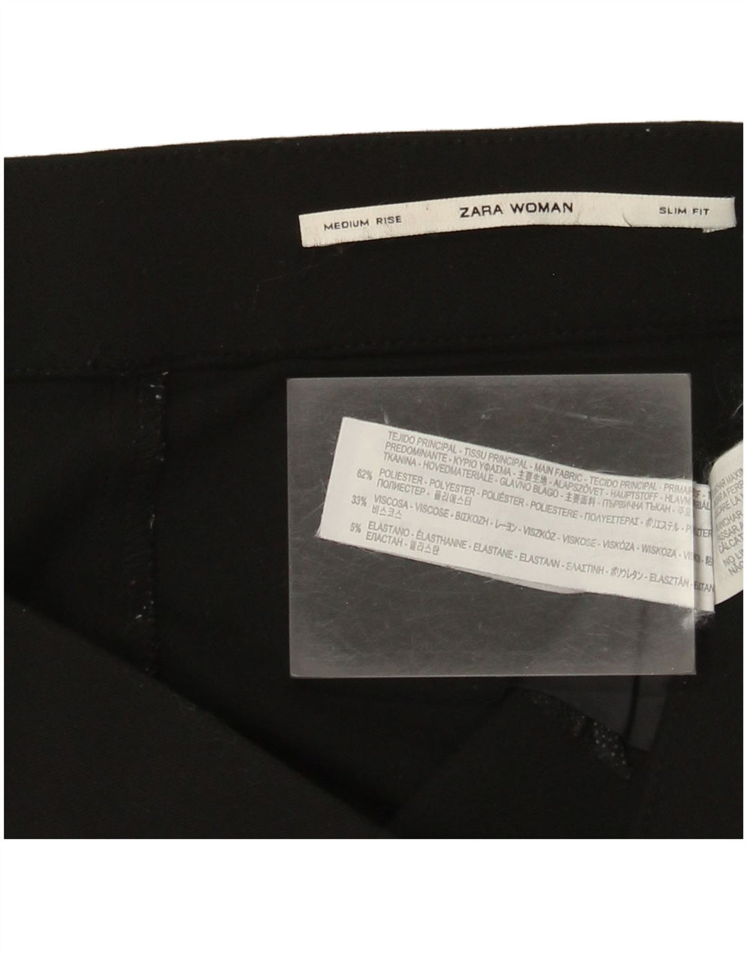 Pantaloni casual slim pentru femei Zara cu talie medie L28 L28 Poliester negru