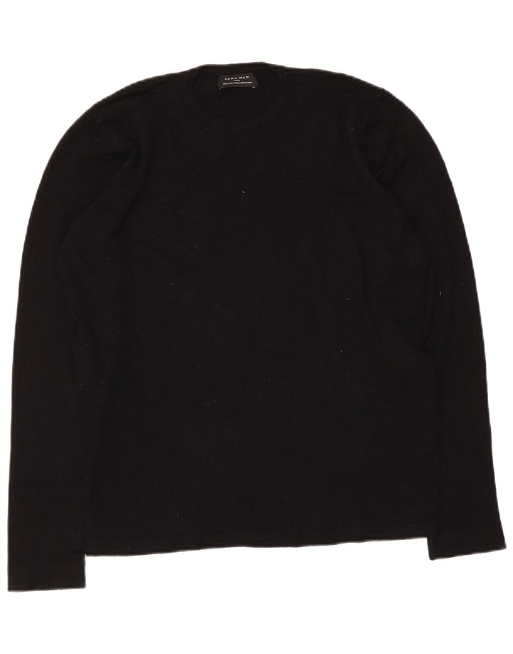 Top bărbați Zara cu mânecă lungă, mic, negru, viscoză
