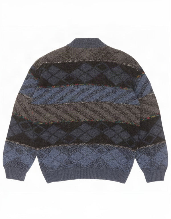 Pulover Cardigan Vintage pentru bărbați, mare, albastru Argyle/Diamond Acrylic