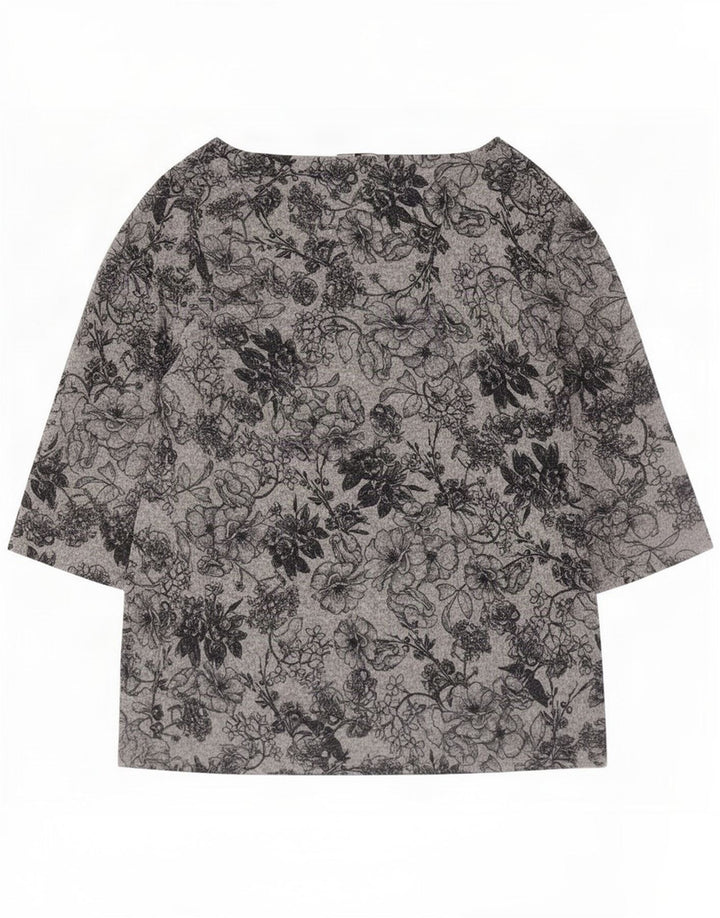 Marks & Spencer Top pentru femei cu mâneci 3/4 UK 16, mare, gri, poliester floral
